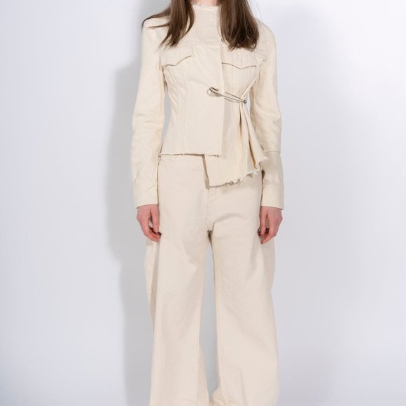 Marques' Almeida Jackets & Blazers - New with Tags: Marques Almeida Safety-Pin Asymmetric Denim Jacket, Size 16